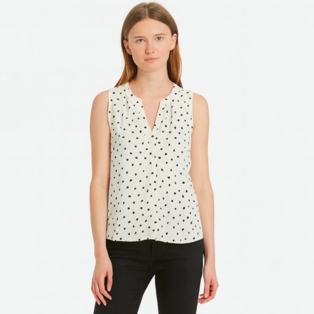 Banana Republic Sleeveless Blouse White with Black